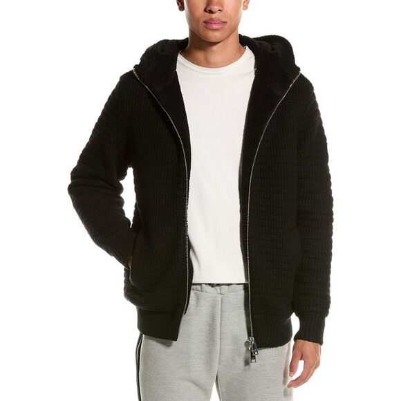 Armani Exchange Mens  Wool-Blend Knit Coat, Black - Picture 1 of 5